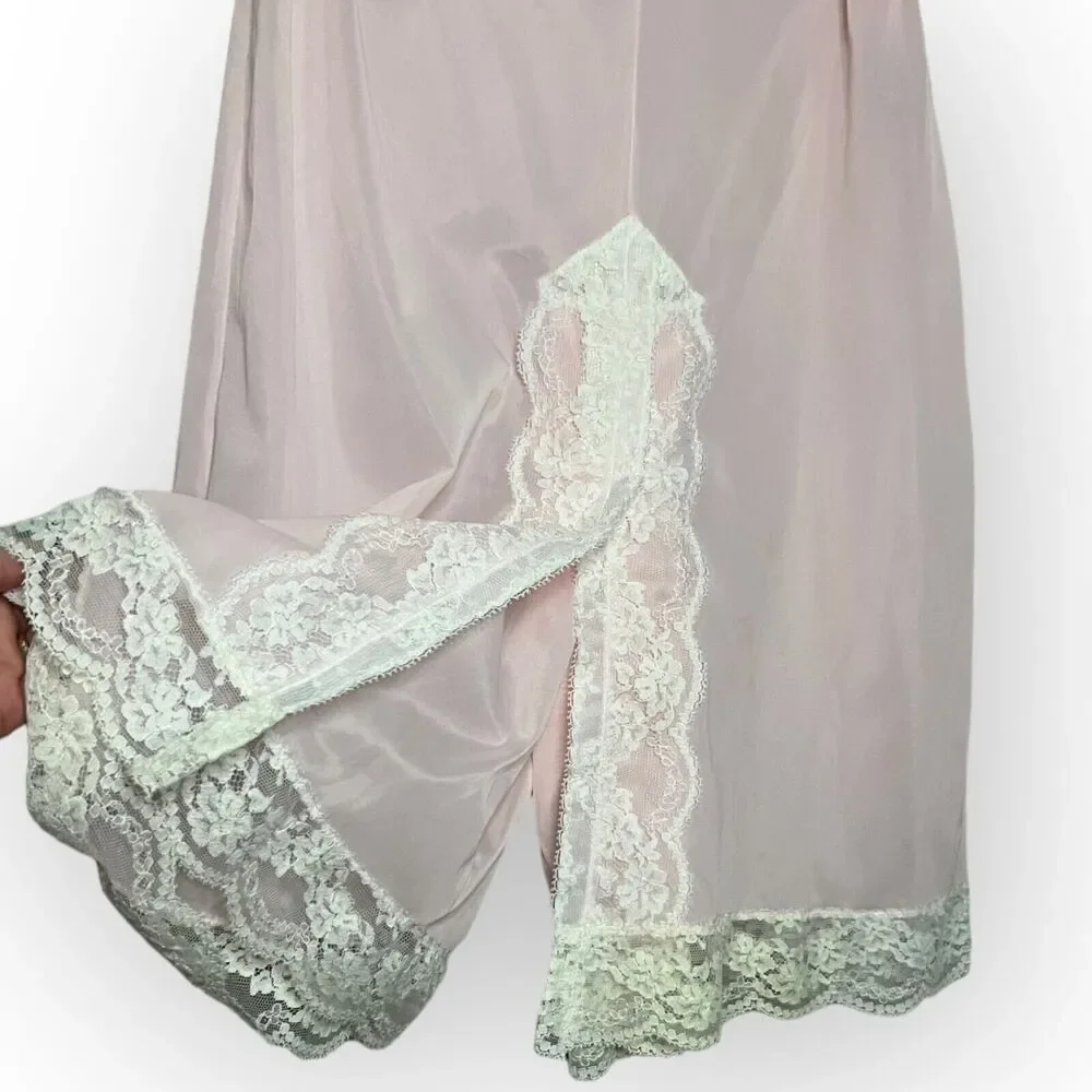 Olga Vintage 60s Pink & White 100% Nylon Slim Panti-Slip Tap Pants Bloomers Sz S - Picture 3 of 11
